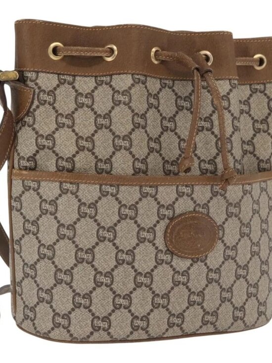 Gucci Handbags - GUCCI GG Plus Supreme Shoulder Bag PVC Beige Gold Auth ka2009